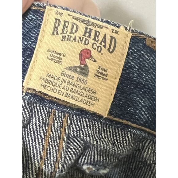 RedHead Jeans Mens 42x30 Regular Straight Blue Dark Wash 100% Cotton Workwear - Picture 3 of 10